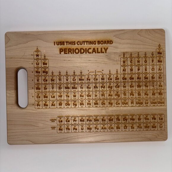 Wood Cutting Board Engraved Periodic Table STEM Teacher Scientist Chemist - Picture 5 of 7